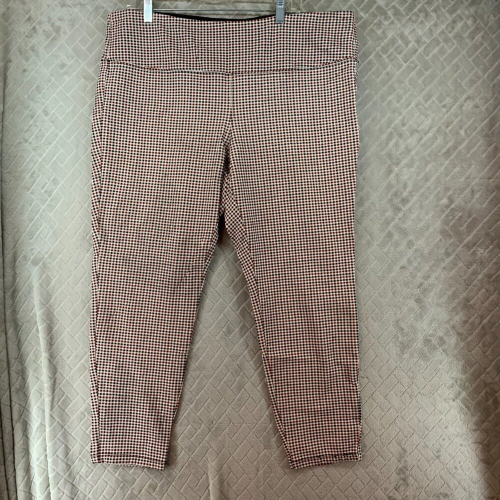 Style & Co Pants Womens XXL Plaid Red Black Skinny Ankle High Rise Academia